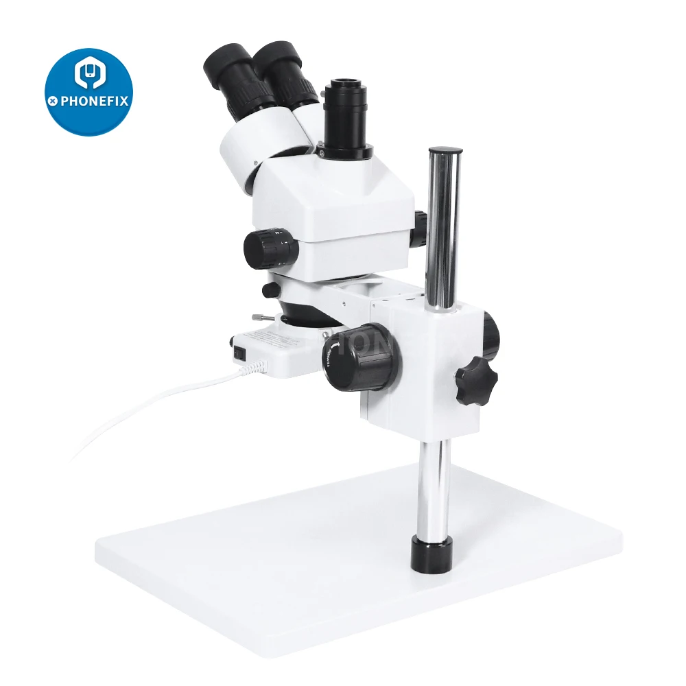 3.5X-180X Trinocular Simul-focus Microscope for Phone PCB Soldering Repair with 0.5X 2X Lens Industrial Stereo Microscope