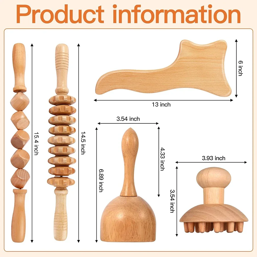 Narzędzia do masażu do terapii drewna profesjonalny zestaw maderoterapii Colombiana, drewniany masażer drenażu limfatycznego dla ulgi w ból mięśni