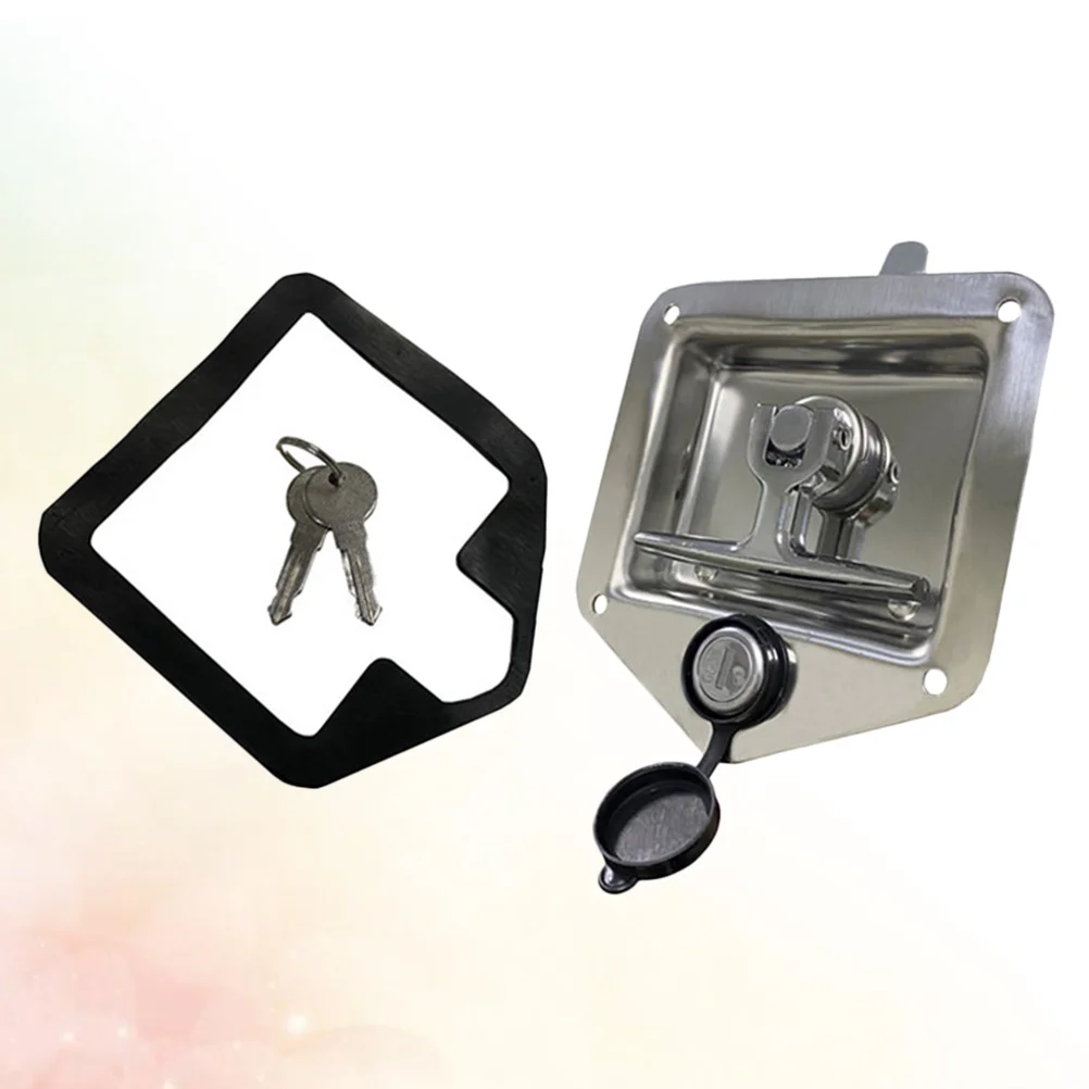 قفل Rv من الفولاذ المقاوم للصدأ على شكل حرف T قابل للطي مضاد للسرقة قفل بخطاف لصندوق أدوات المقطورة ملحقات شاحنة شديدة التحمل أقفال مقطورة #5