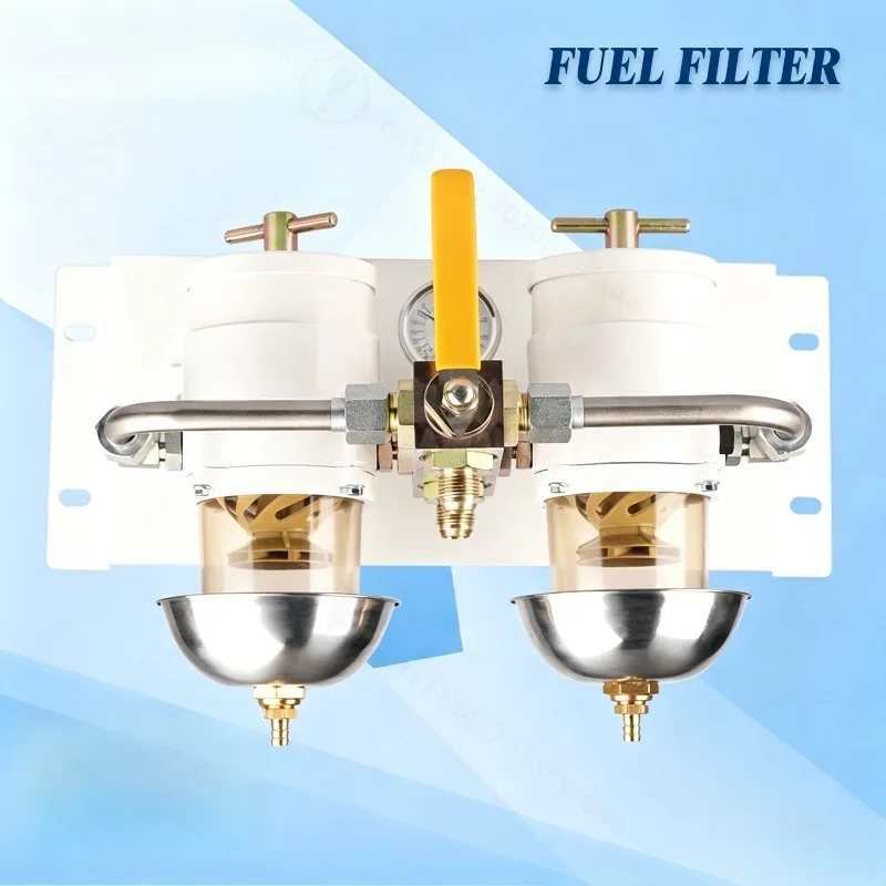 Dual Fuel Water Separator Assembly 500FG With Pressure Gauge 75500MAX10 75500MAX30 Transparent Filter Bowl