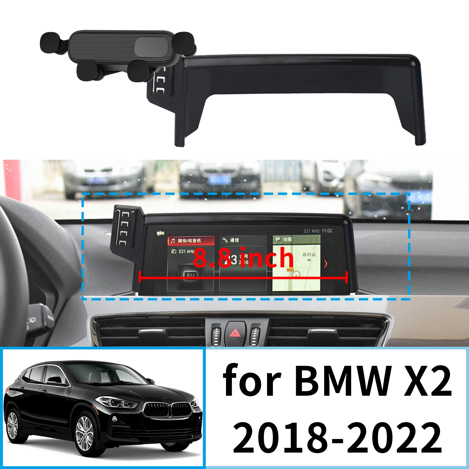 

fit for BMW X2 2018 2019 2020-2022 F39 (8.8in) Stable Clip-On Phone Holder​​ Mount Screen Base No Vibration​ Car accessoires
