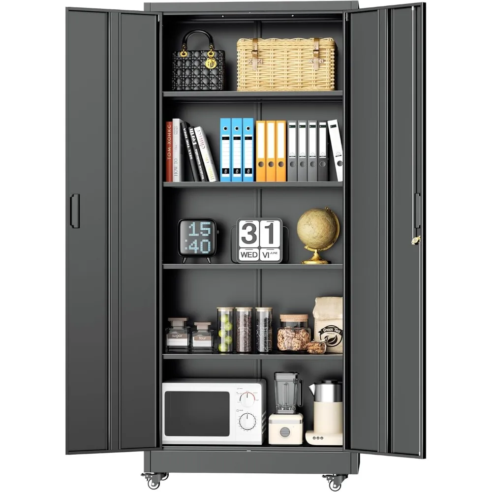 

Storage Cabinet with Wheels,Rolling Storage Cabinet with Doors and Shelves,Garage Cabinets with Lock, Steel Cabinet for Office