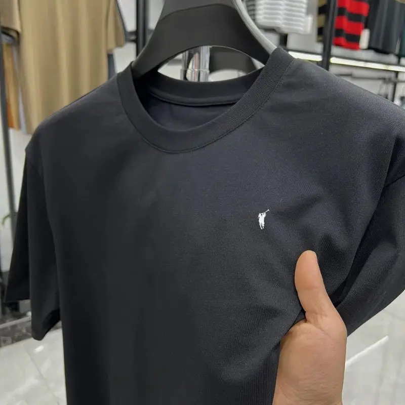 

2025 Trend Printed Short-sleeved New Cotton Short-sleeved T-shirt Loose Solid Color Round Neck Half-sleeved Top Men