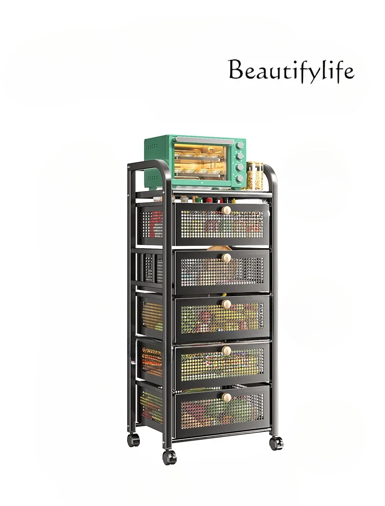 Kitchen storage rack floor-to-ceiling multi-layer vegetable and fruit multi-functional drawer type vegetable basket