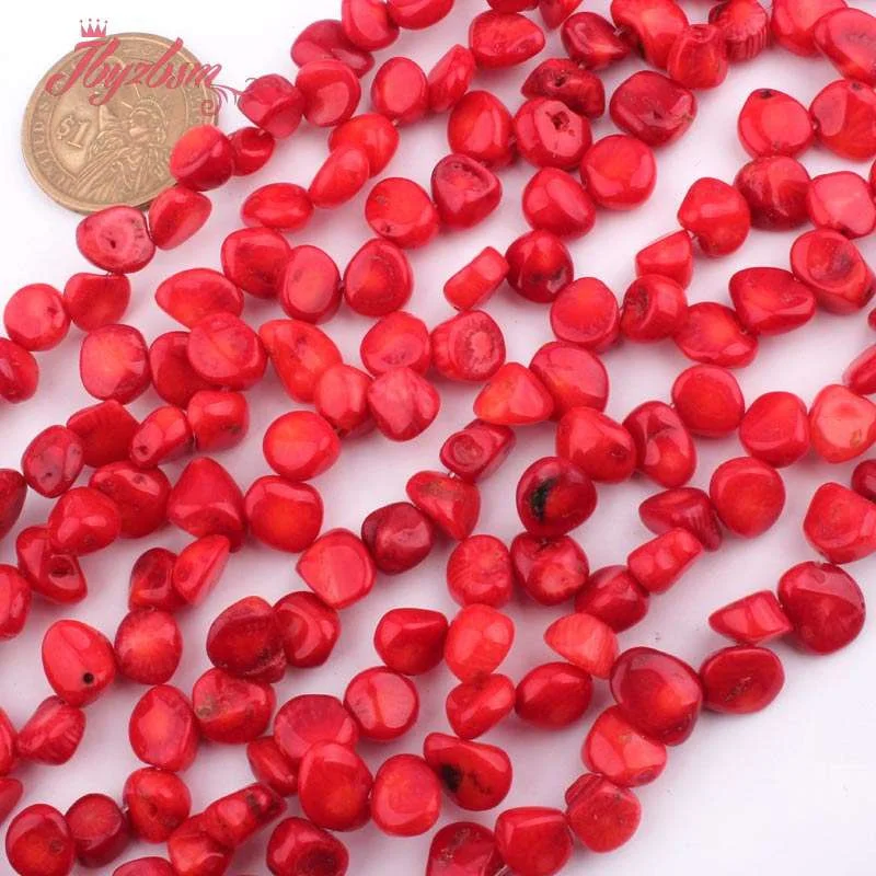 5x6-6x8mm Natural Freeform Irregular Red Coral Beads Stone Beads For DIY Necklace Bracelat Jewelry Making Loose Strand 15 Inches