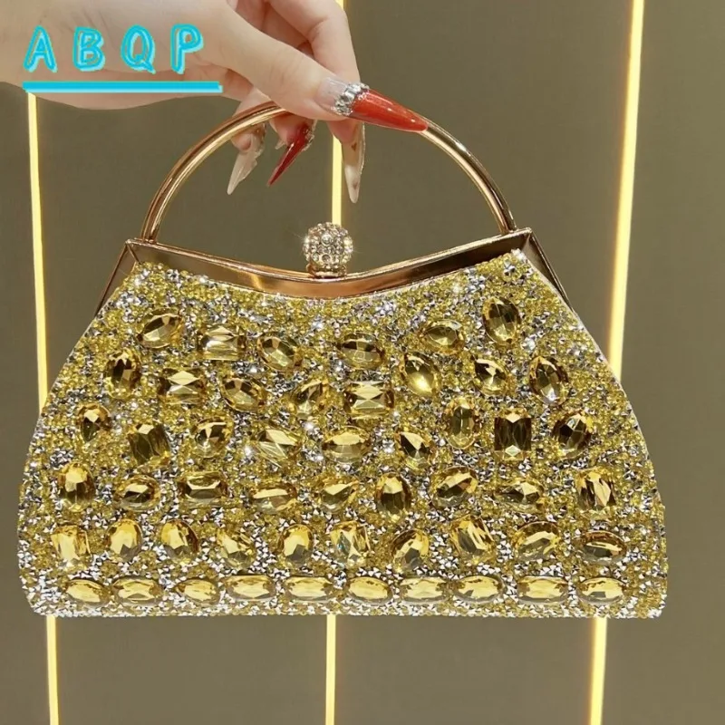 New Dinner Party Women's Bag with Diamonds, Shiny Dinner Party Women's Handbag, Luxury Diamond-encrusted Women's Shoulder Bag