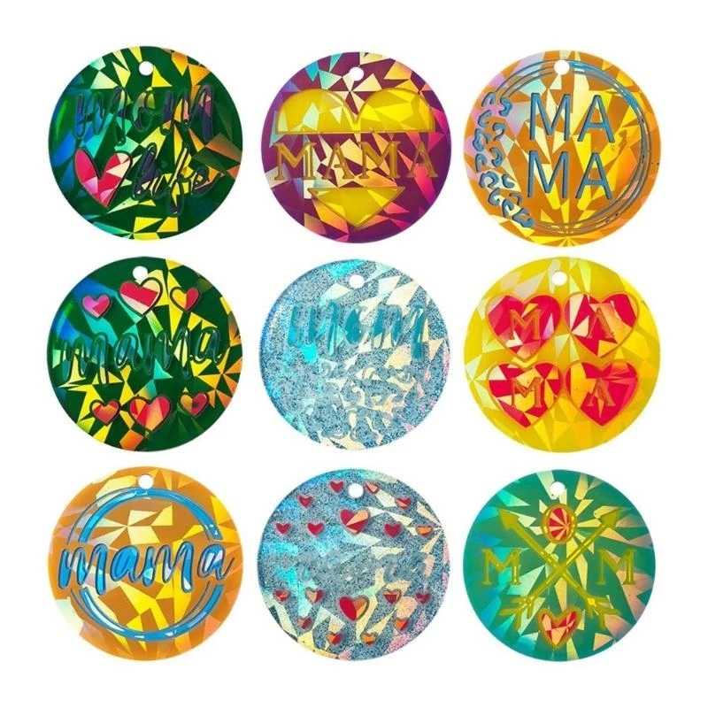 HX6F Resin Mold Round Heart Silicone Mold DIY Keychain Pendant Jewelry