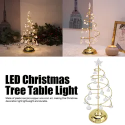 Christmas Tree Crystal Table Light LED Christmas Tree Table Lamp For Bedroom Bathroom Stair Warm Gold