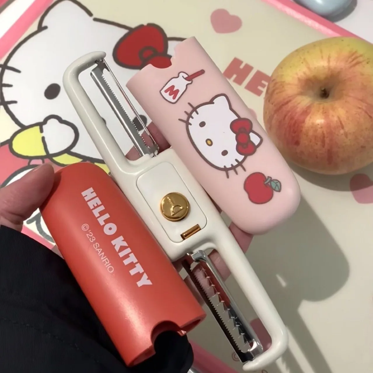 

Sanrio Anime Hello Kitty Fruit Peeling Knife Peeler Home Kitchen Multi-functional Two-in-one Peeling Artifact Planer Accessory