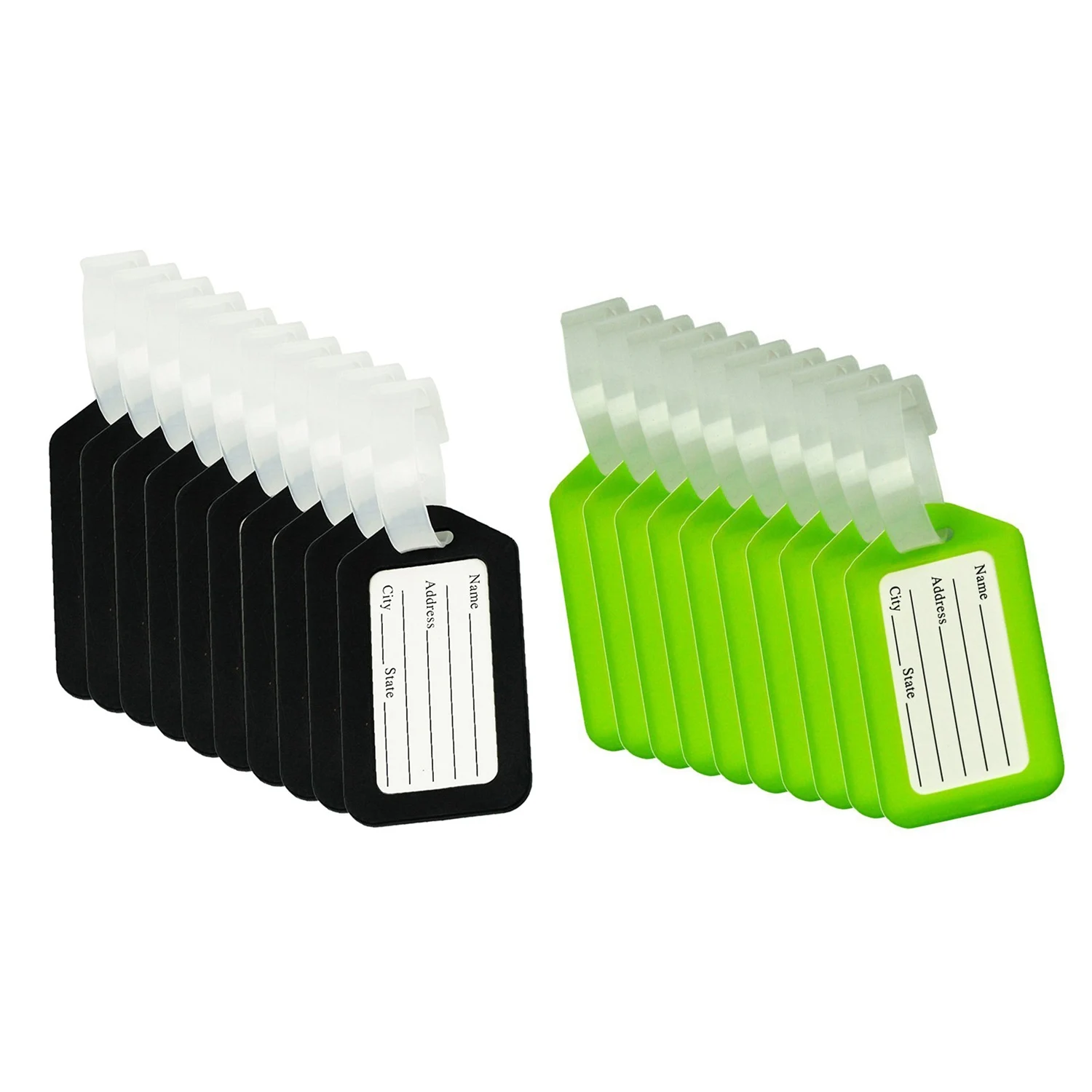 Daily 20Pcs Luggage Tags Suitcase Label Bag Travel Accessories Black & Green
