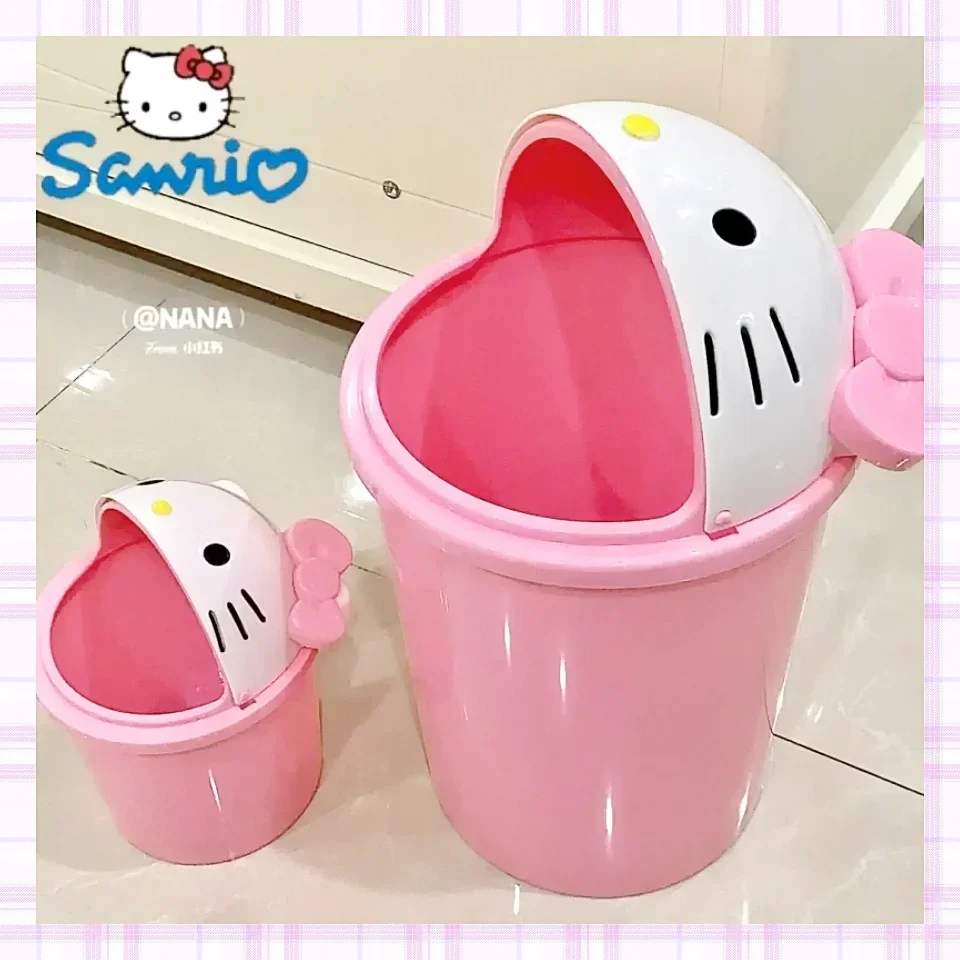 سانريو جديد مرحبا كيتي مزبلة سلة المهملات سلة المهملات سلة المهملات Bensenrio Kawaii سلة المهملات الورقية يمكن غرفة المعيشة غرفة نوم