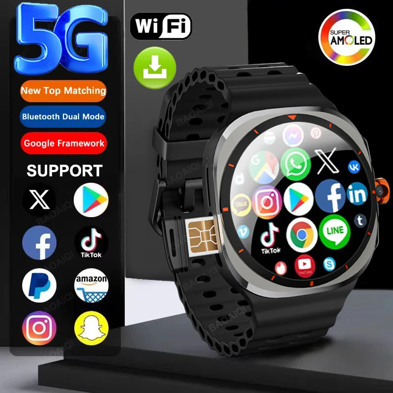 New For Samsung Watch Galaxy 7 Ultra SmartWatch Video Call 4G/5G SIM Card Smartwatch GPS WIFI Rotary Camera Global Calling Clock