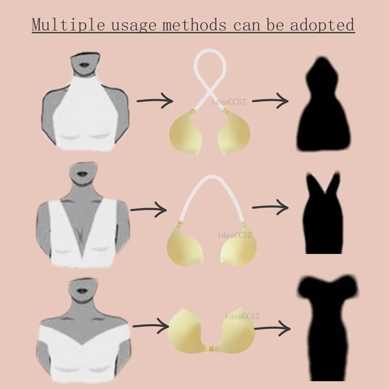 Strapless Bra for Women Seamless Invisible Push Up Bras Backless Wedding Brassiere Self Adhesive Sexy Lingerie A To C Cup