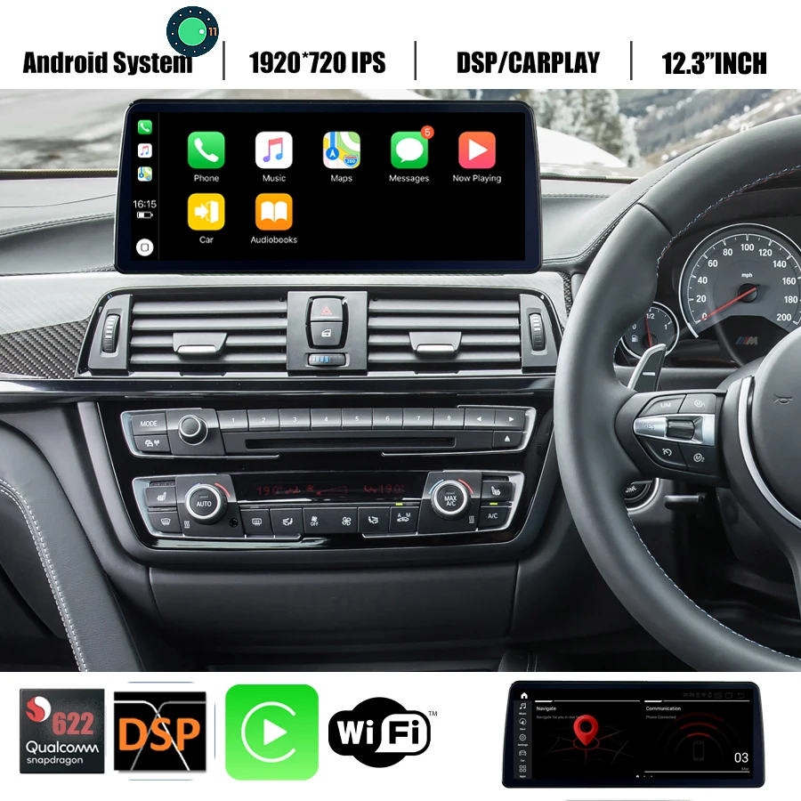 

Автомагнитола 12,3 дюймов Android 13 GPS Мультимедиа для RHD BMW 3 4 серии F30 F31 F32 F33 F34 F35 F36 NBT Snapdragon662 8 + 256 ГБ Carplay