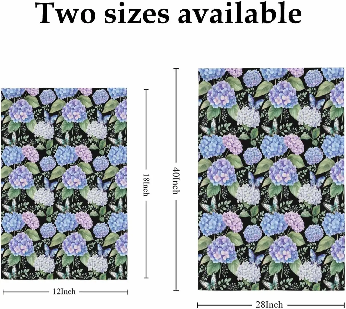 Welcome Garden Flag Spring Hydrangea Leaf Butterfly Double Sided House Flags Yard Decoration, Rustic Blue Purple Flower Blac PPM