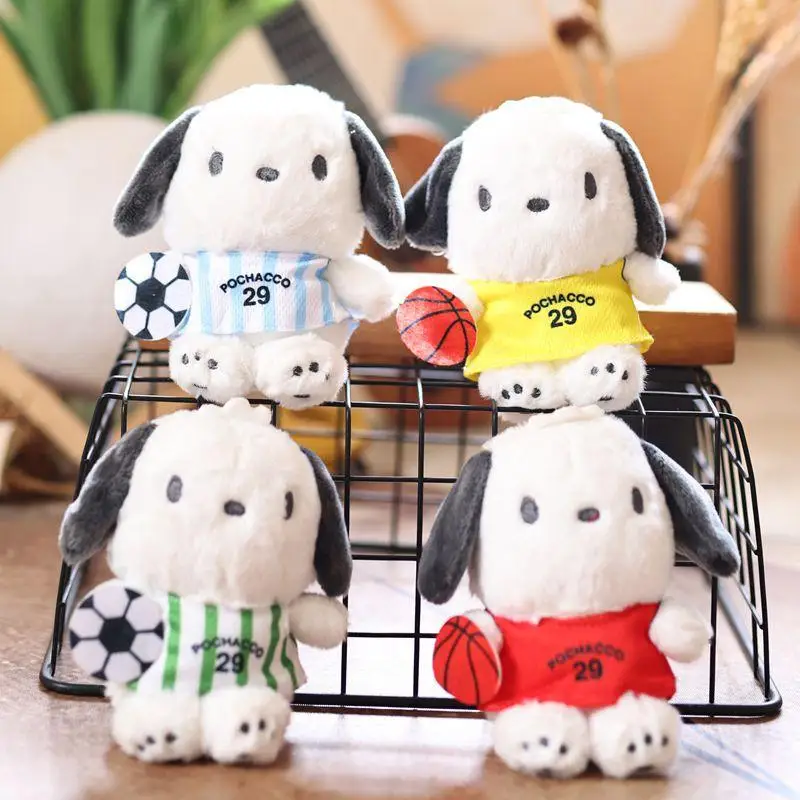 애니메이션 산리오 포차코 강아지 키링 귀여운 봉제 인형 가방 펜던트 인형 생일 선물 소녀 어린이용