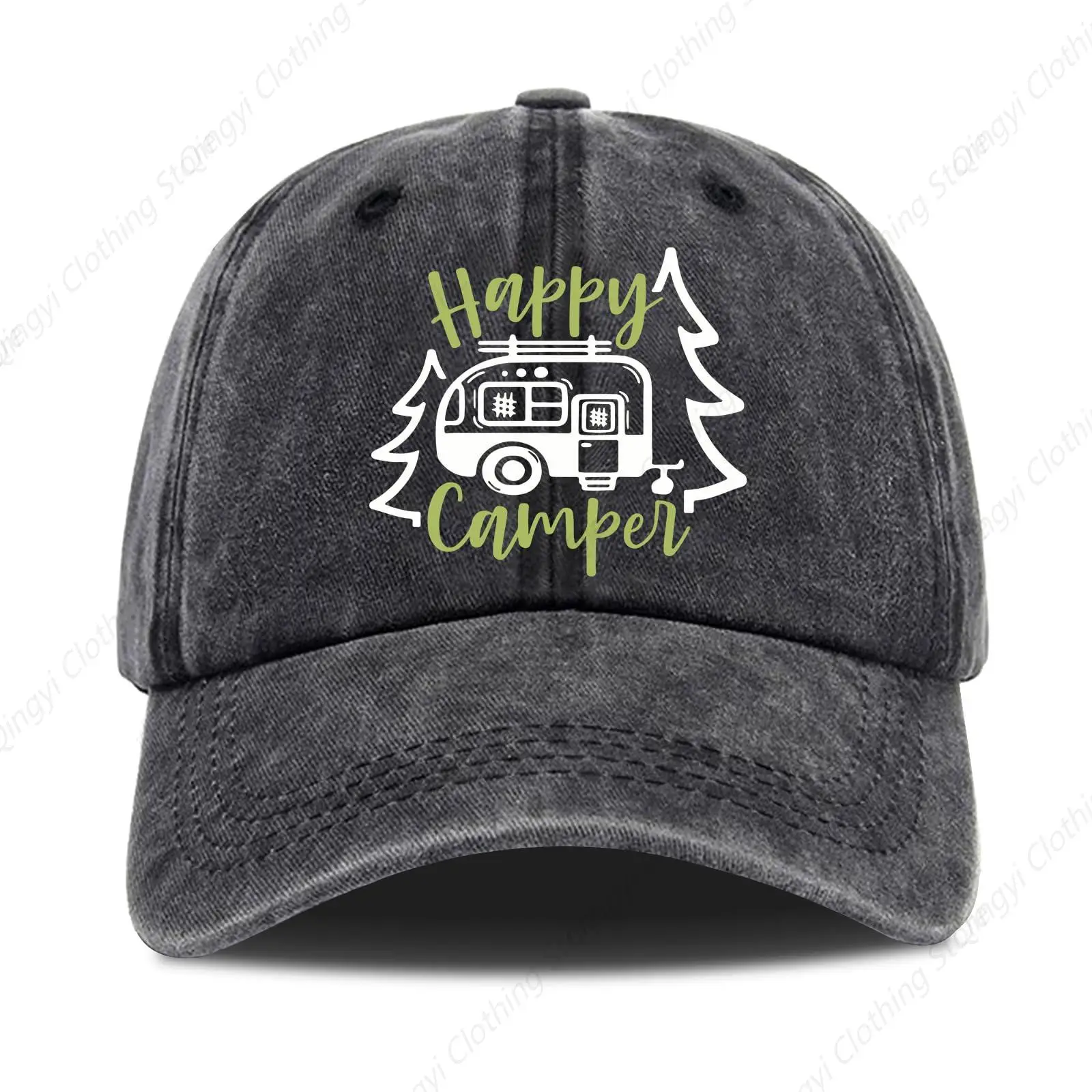 

Happy Camper,Funny Hats,Baseball Cap,Camping Hat,Cap Camper Gift,Funny Vintage Cotton Washed Baseball Caps