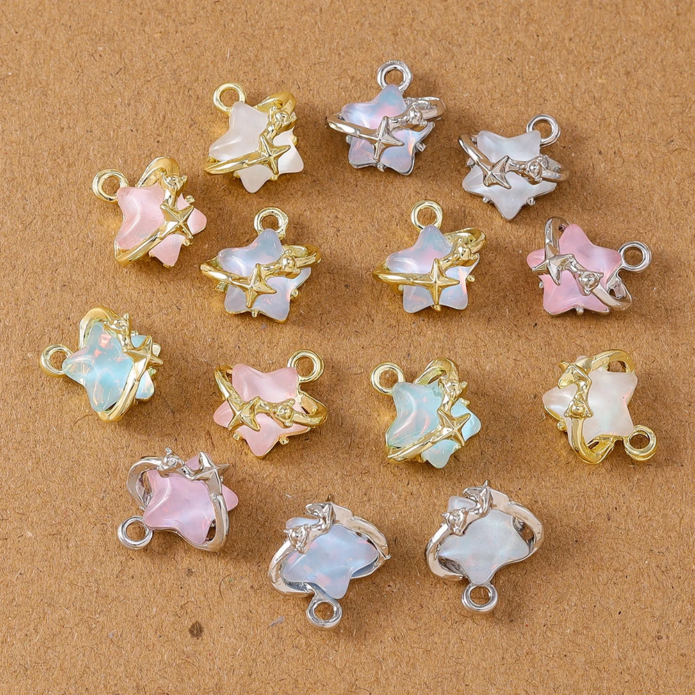 5 قطعة 13*13 مللي متر لطيف الأحجار الكريمة كريستال دلاية شكل نجمة جالبة للحظ لصنع المجوهرات أقراط قلادة سوار ذاتي الصنع إكسسوارات لوازم #4