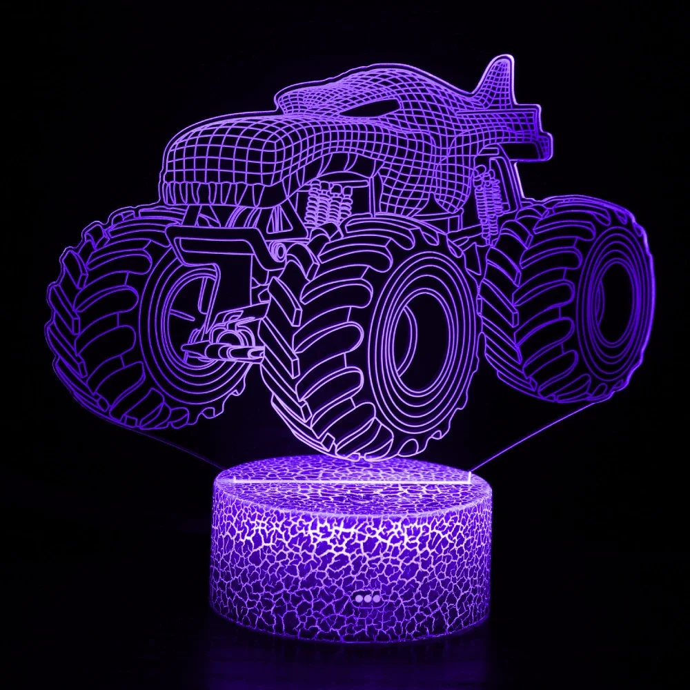 Nighdn-Monster Truck Veilleuse 3D pour Chambre d'Enfant, Lampe de oral et Icidal LED, Cadeaux de Noël et d'Anniversaire pour Bol Garçons et Hommes, 7 Couleurs