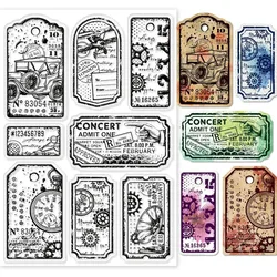 Retro Steampunk Label Clear Stamps for DIY Scrapbooking Vintage Label Tags Silicone Clear Stamp Seals Transparent Stamps for