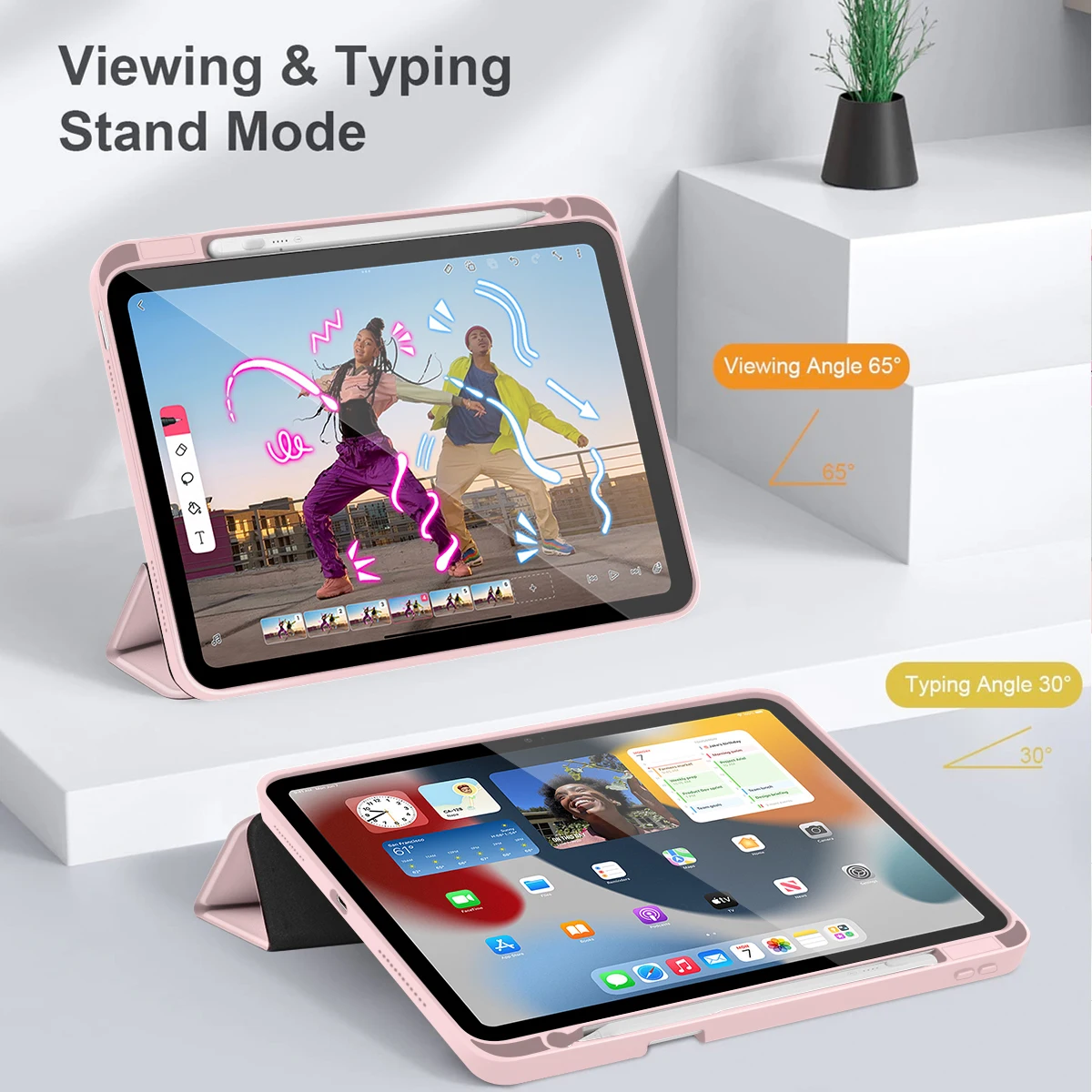 เคส Bow-Pink สำหรับ iPad 11 นิ้ว A16 รุ่นปี 2025 รุ่นที่ 11 / iPad 10.9 นิ้ว รุ่นที่ 10 / 12.9 นิ้ว รุ่นปี 2025 Pro 11 13 M4 2025 Air 4 Air 15