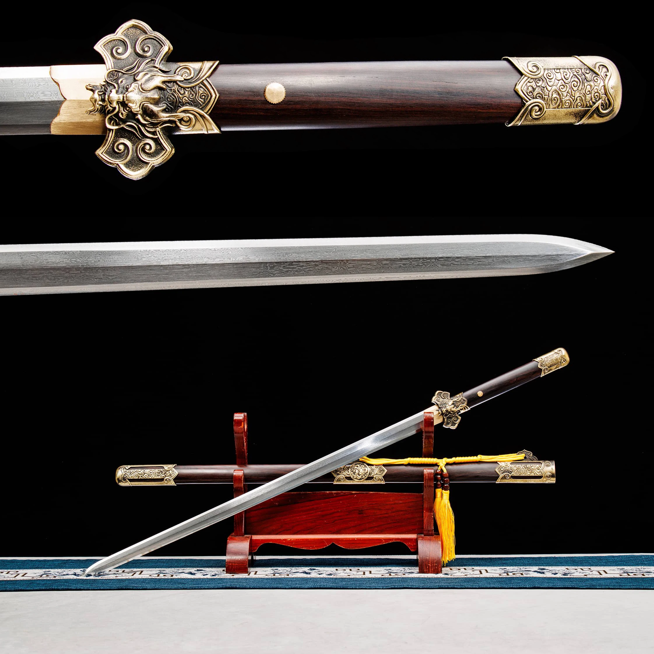 104cm Medieval Shirasaya Damascus steel sharp Weapons katana full tang Battle Preparation Ninja Training Gift Samurai sword