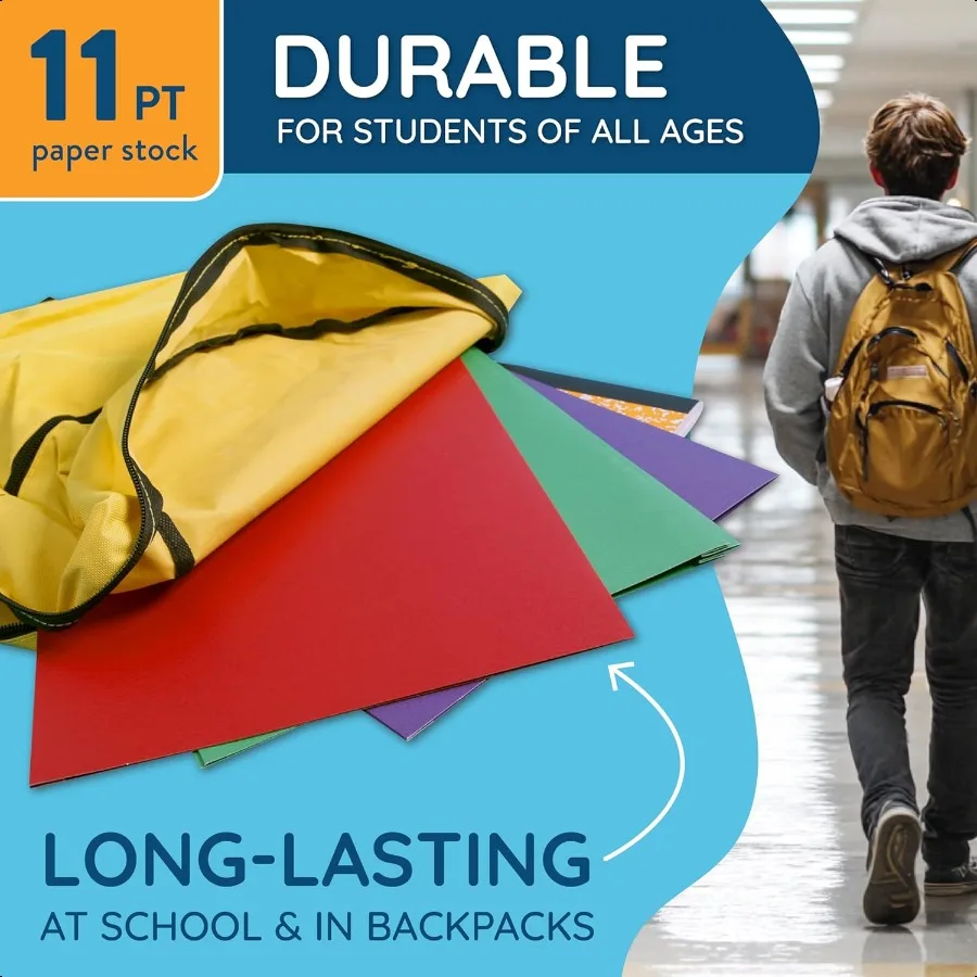 مجلدات بيضاء من بلو سميت مع جيوب، مجلدات مغلفة باللون الأبيض اللامع مع جيوب وفتحة لبطاقة الأعمال، 25 عبوة