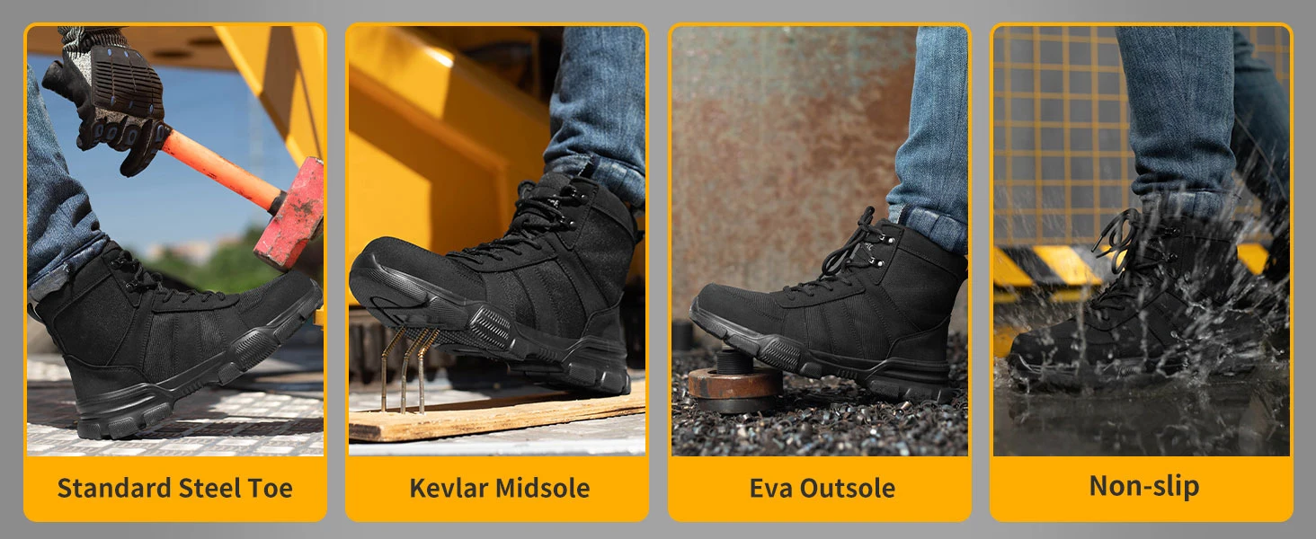 Leichter Schutz Sicherheitsschuhe Männer Stahlzehe Anti-Smash Arbeitsschuhe Anti-Punktion Unzerstörbare Mann Sicherheitstiefel Außensicherheit Stiefel High Top Schutz Sicherheitsschuhe Bau Arbeitsstiefel – Detail 9