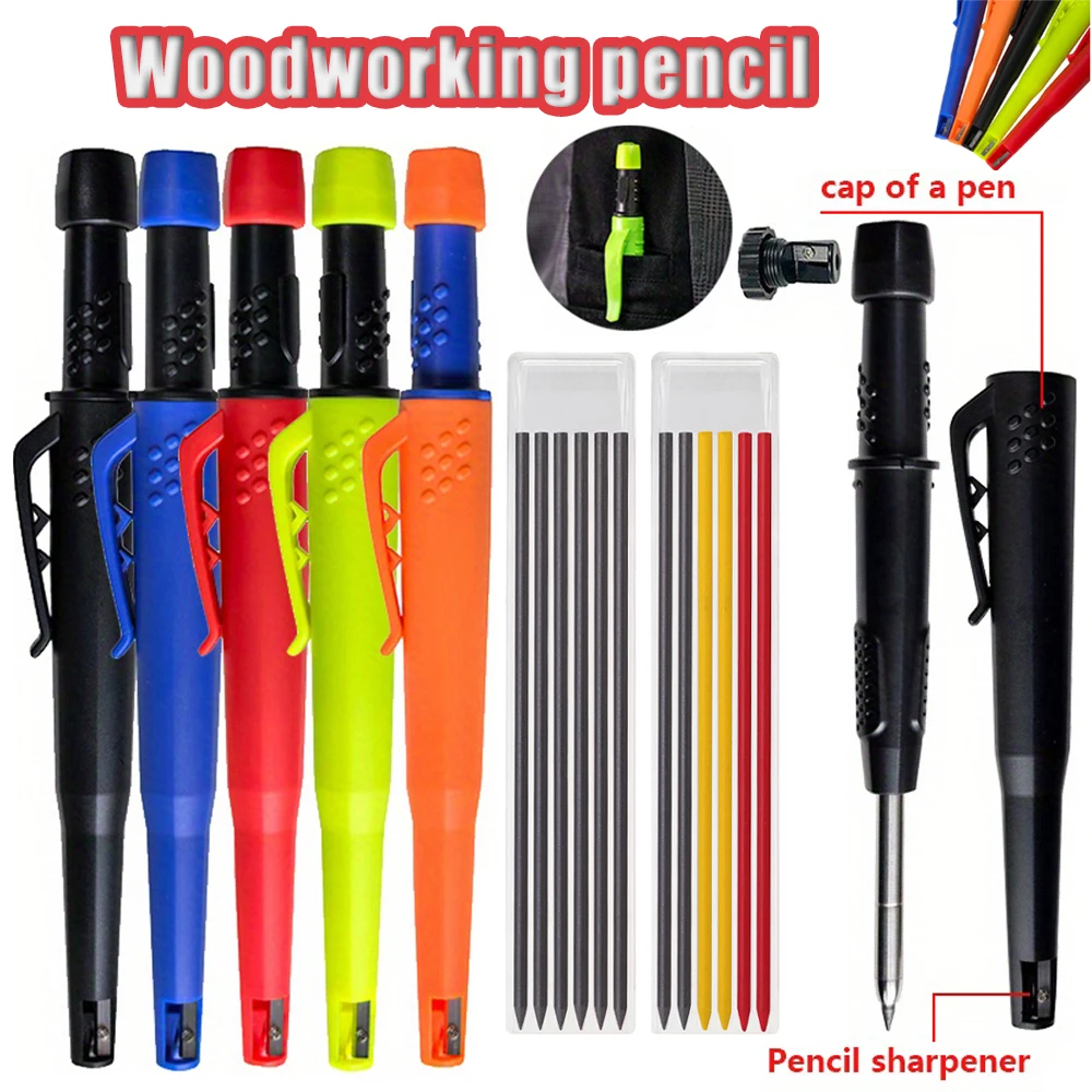 

3Pcs/Set 2.8mm Deep Hole Woodworking Mechanical Pencil Set with Built-In Pencil Sharpener Woodworking Engineer Specific Tool