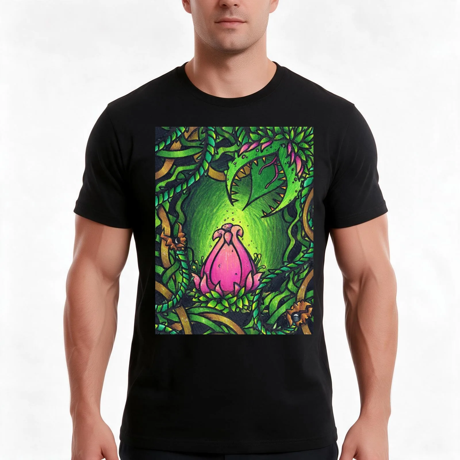 Terraria- Plantera T-Shirt, Summer Casual Cotton Tee, Oversized Streetwear Tops, Vintage Graphic Print, Loose Fit Short Sleeve