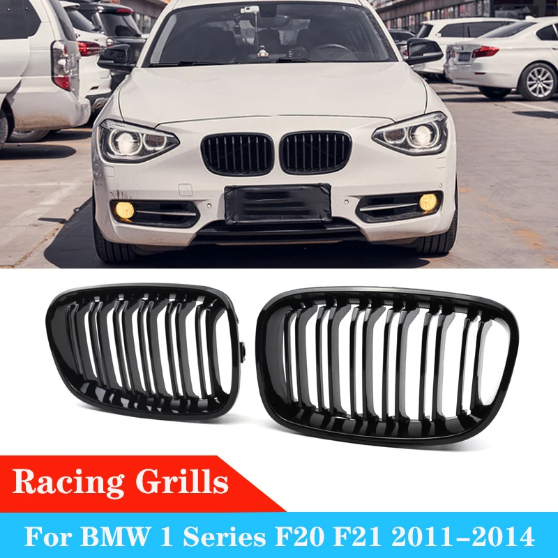 

Car Front Bumper Kidney Grille Racing Grills For BMW 1 Series F20 F21 11-14 Replacement Double Slat Grills Gloss Black Grilles