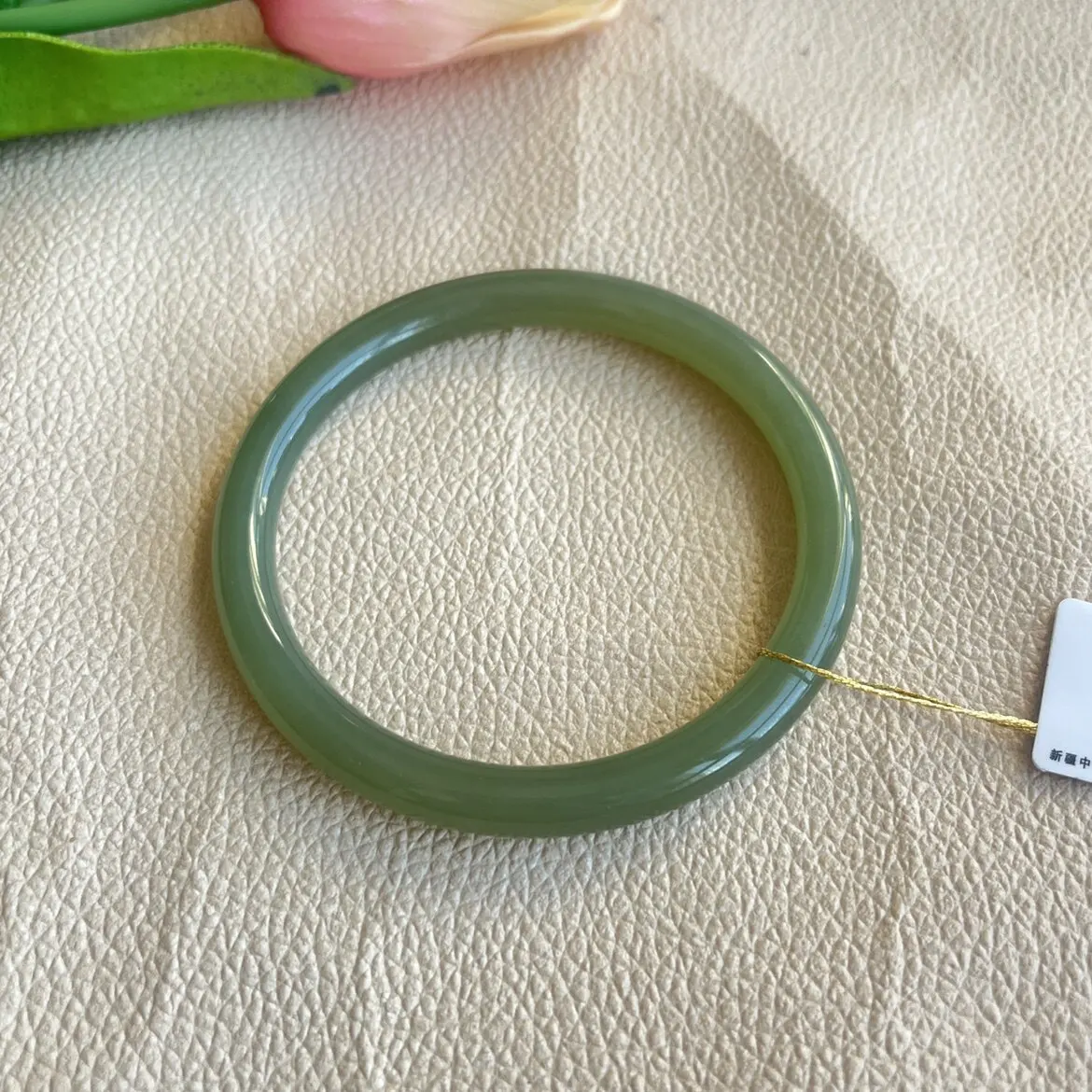Myanmar jadeite jade thin round strip lake water green jingle bracelet beauty strip natural jade