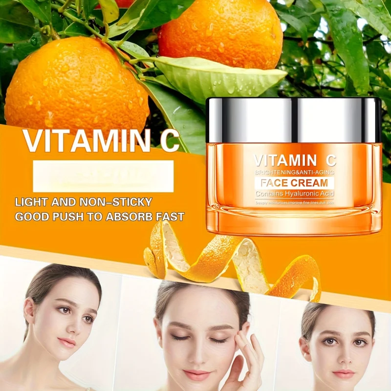 كريم فيتامين سي للوجه من دكتور ديفي، مرطب للوجه، كريم مغذي رقيق ومنعش وغير دهني