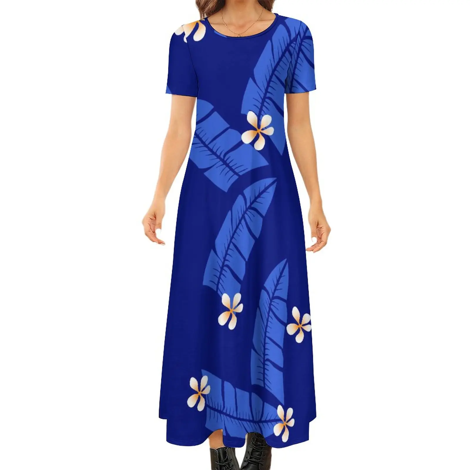 

Trendy Samoan Puletasi Good Quality O-neck Fit Long Sleeve Polyester Long Dress Free Shipping Drop Shipping