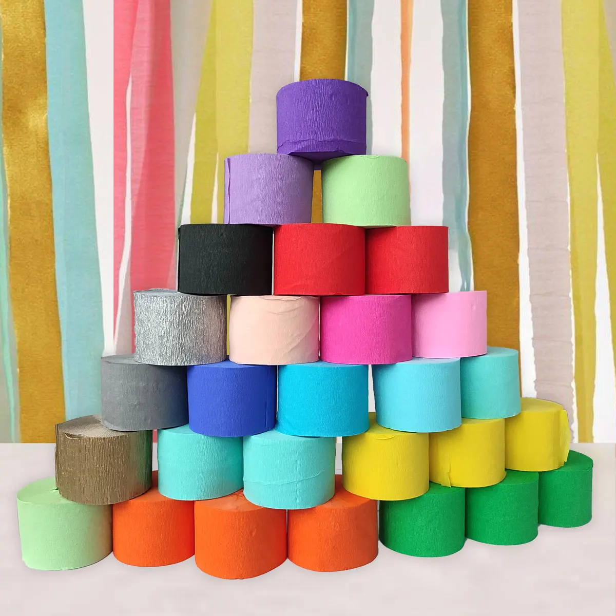 Colored Crepe Paper Roll Crinkled DIY Halloween Origami Birthday Party Wedding Baby Shower Backdrop Decoration