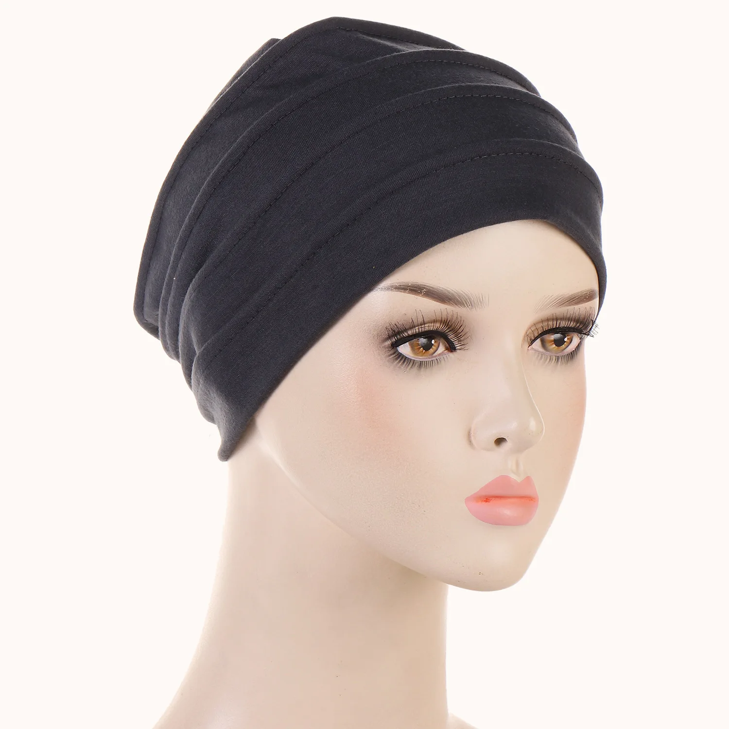 New Muslim Crinkle Turban Cap Solid Color Women Hijabs Islamic Chemo Cap Head Scarf Ladies Head Wrap Cover Hijab Scarf