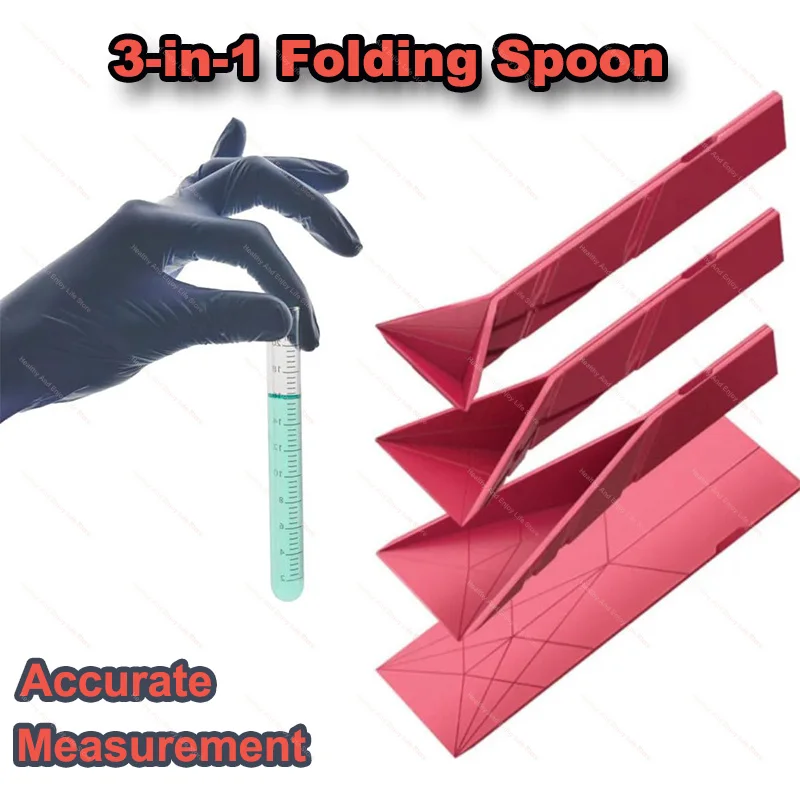 Polygons Flat 3-in-1 Measuring Spoon Multifunctional Folding Flat Kitchen Tool Cutlery Spoon Shaped Cooking Baking Liquid Spoon