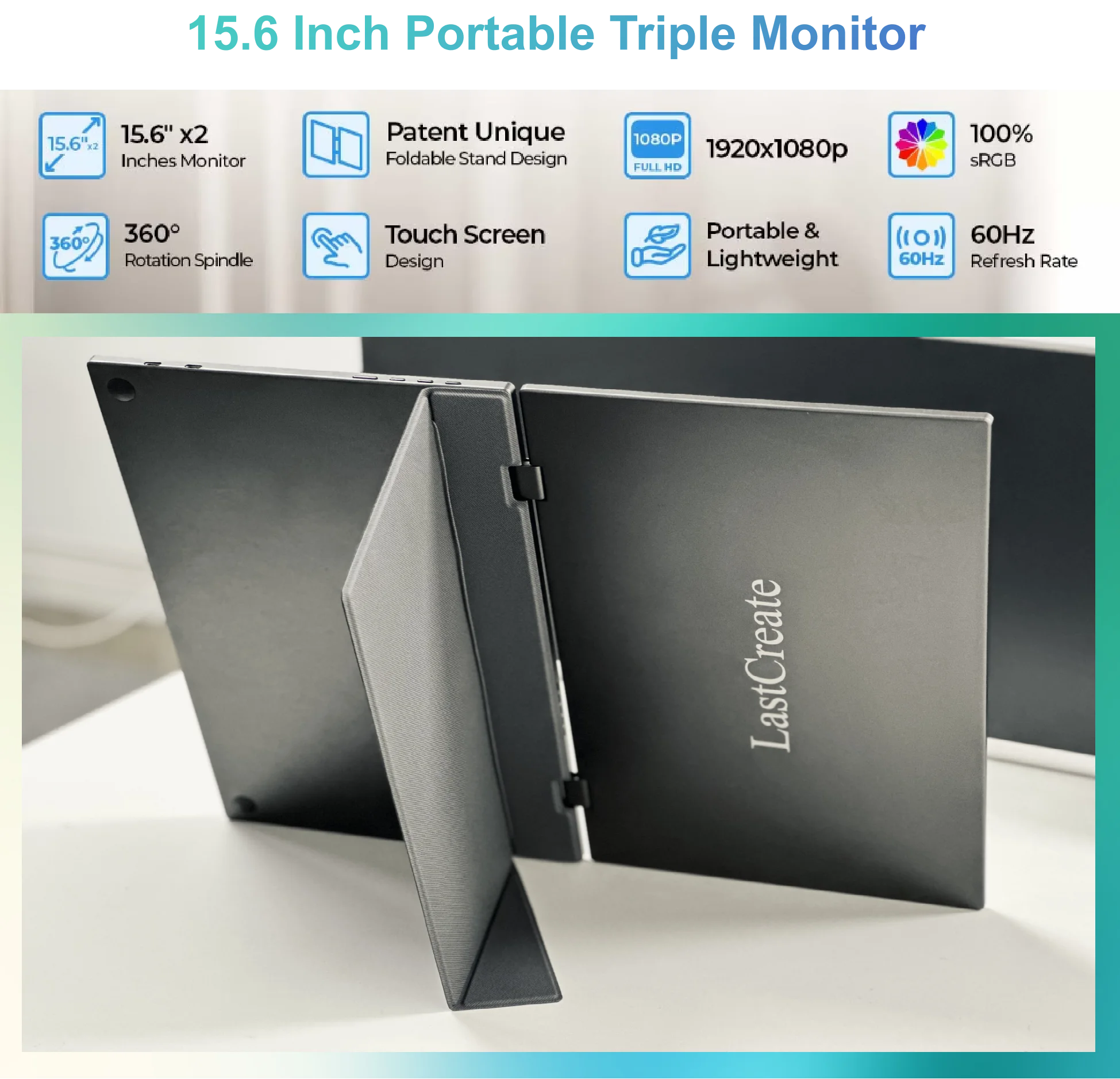 Triple Screen Laptop Monitor Foldable - Sıcak Satış 15.6 İnç Full HD
