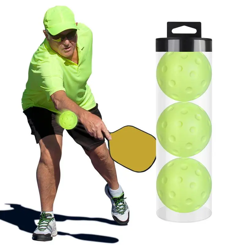 3pcs Quiet Foam Pickleballs Indoor Outdoor Practice Soft Hollow Pickleball with Exact Real Ball Bounce  Green or Yellow Color