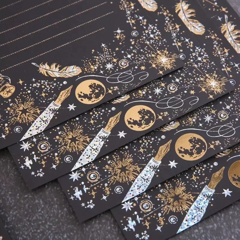 Black White Bronzing Paper Envelopes Letter Writing Pads Wedding Party Invitation Card Cover Gift Packaging Korean Stationery