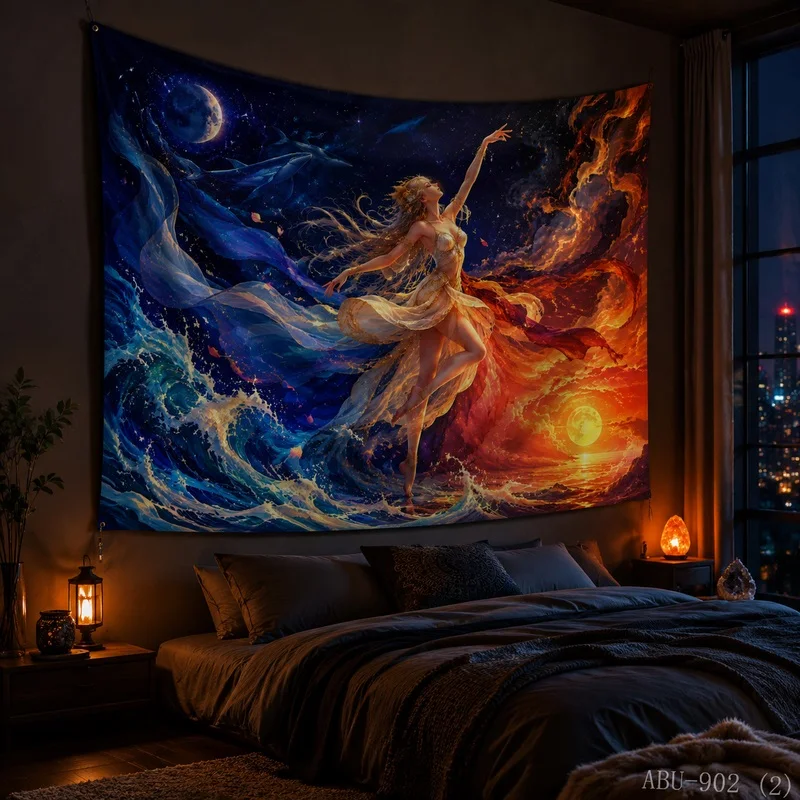 VIKAMA Christmas Tree Blacklight UV Reactive Glow Tapestry Wall Hanging, Wall Art for Bedroom Dorm Party Game Room Bar Decor