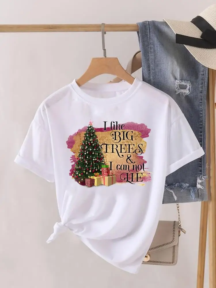 

Lovely Watercolor Trend 90s Print Women Tee Christmas Holiday Top Fashion Lady New Year Shirt Clothing Clothes Graphic T-shirt