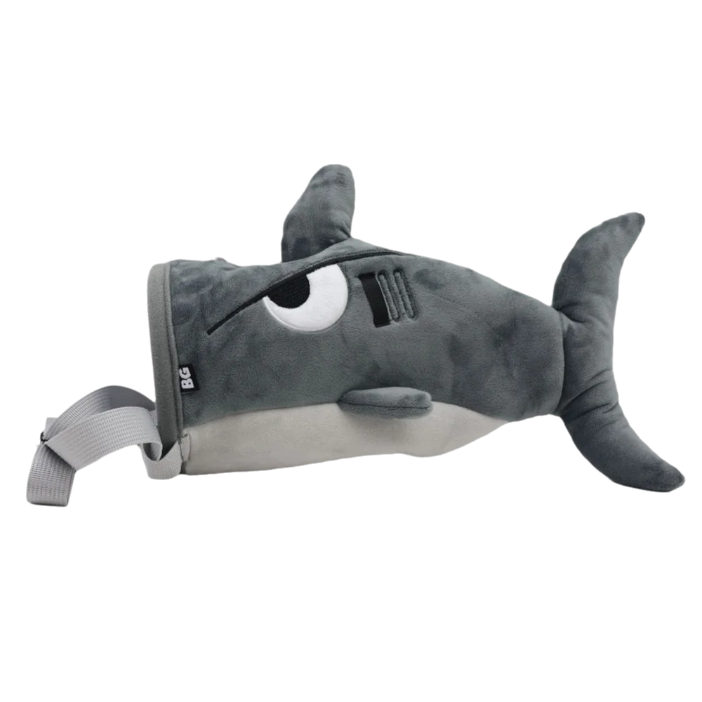 Gray Color Flannel Shark Chalk Bag Stuffed Animal Design Flannel Material Bouldering Bag Shark Shape Magnesium Powder Bag
