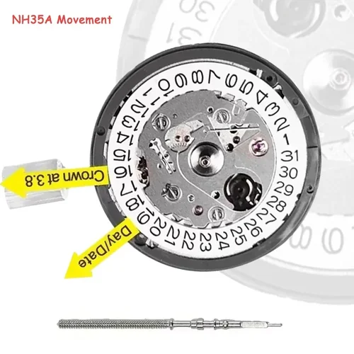 Imagen 2 del producto NH35A Movimiento mecánico premium NH35 a las 3 a 3,8 a 6 Rueda de fecha 24 joyas Movt de alta precisión de cuerda automática Reemplazo