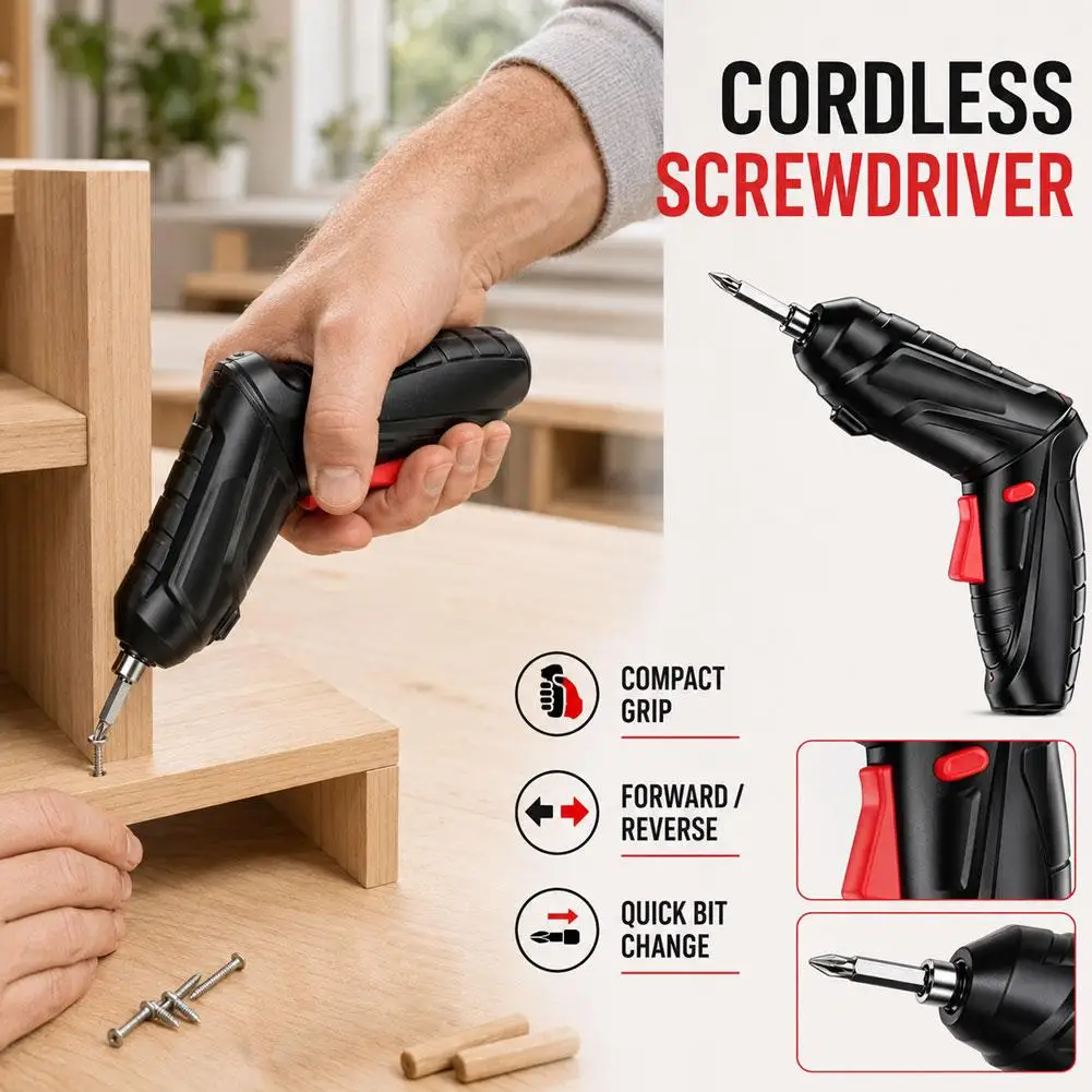 Cordless Electric Screwdriver Multi-Functional Home Repair Tool Rechargeable Mini Drill for Home DIY Maintenance & Repair Tool