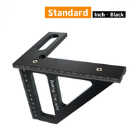 ABSE-Carpenter Square Aluminum Miter Triangle Ruler Precision Hole Scriber Woodworking Square Protractor 45/90 Degree Durable Bl