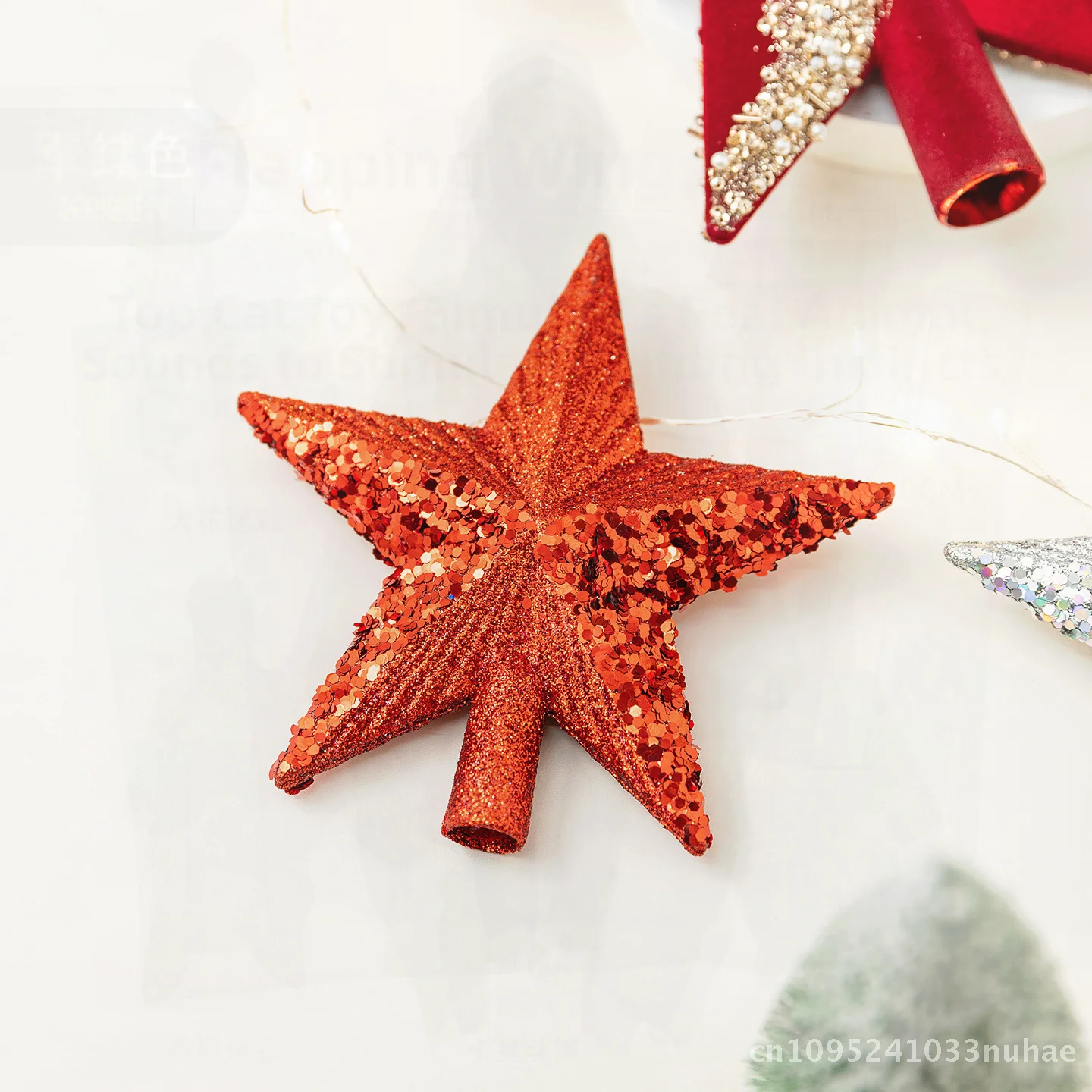 

Small Gold Red Sequin Star Christmas Tree Top Decoration Festive Party Holiday DIY Ornaments Accessory For Tree Decoration