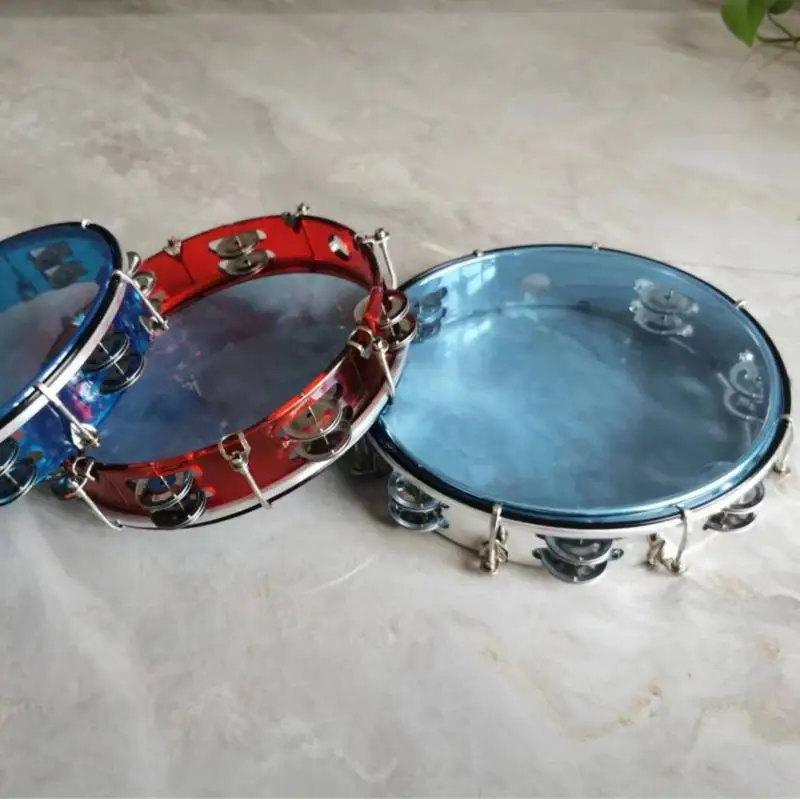 Adjustable Tambourine Colorful Tunable Hand Held Percussion Drum Metal Jingles For Music Teaching Stage Performance Party Play