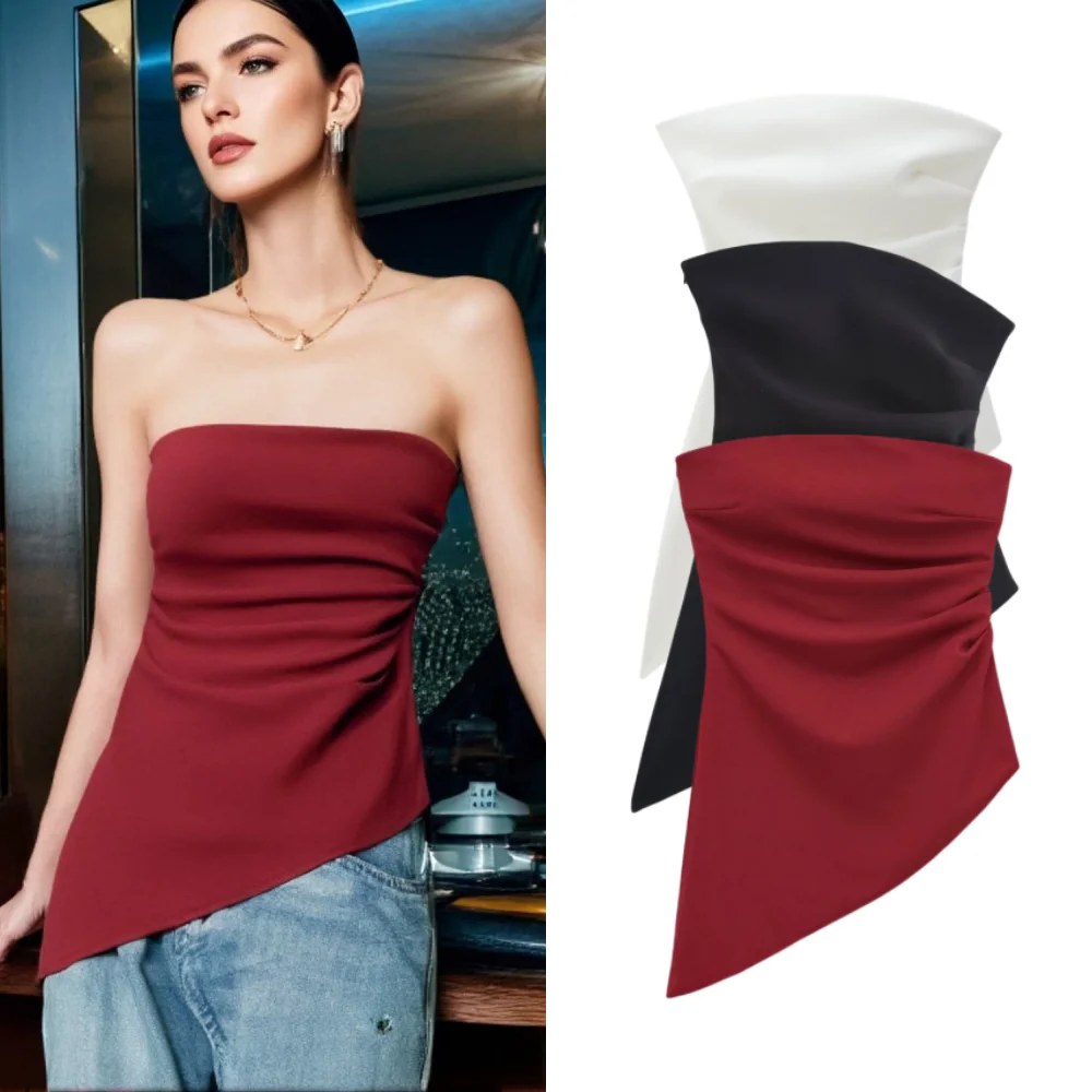 

2025 Taop&Za Womens Tops Stylish Strapless Designs in Multiple Colors Ideal for Adding a Touch of Elegance to Outfits