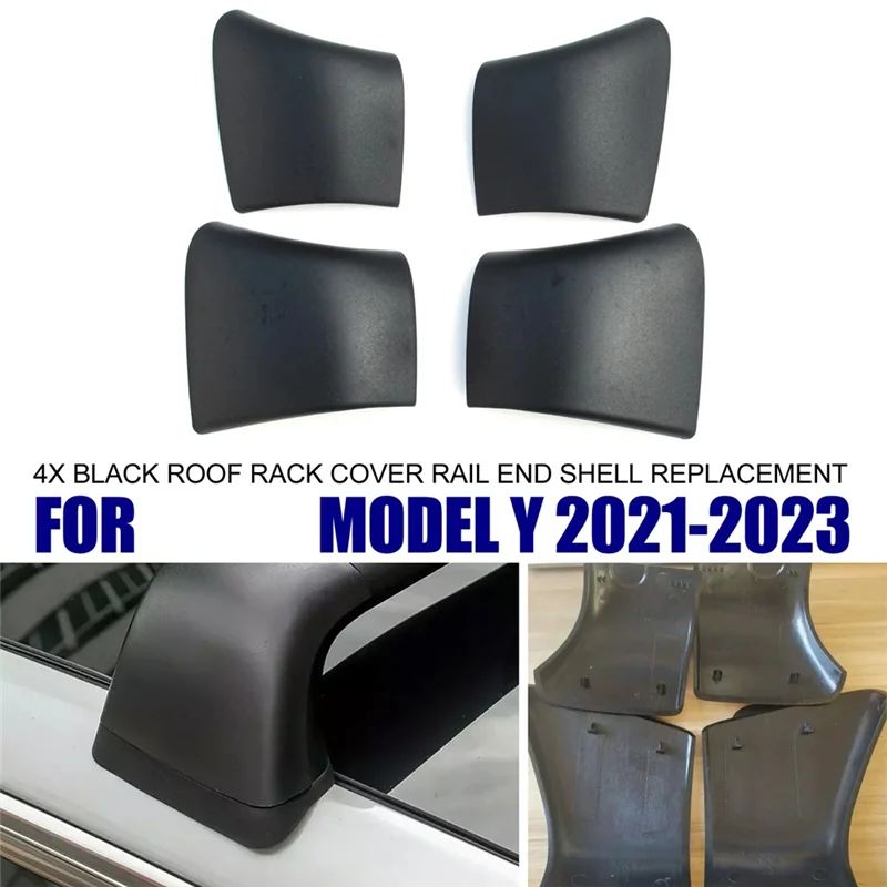 테슬라 모델 Y 2021-2022 루프 랙 커버용 4Pcs 루프 랙 커버 캡 레일 엔드 쉘 어셈블리 외부 자동차 액세서리